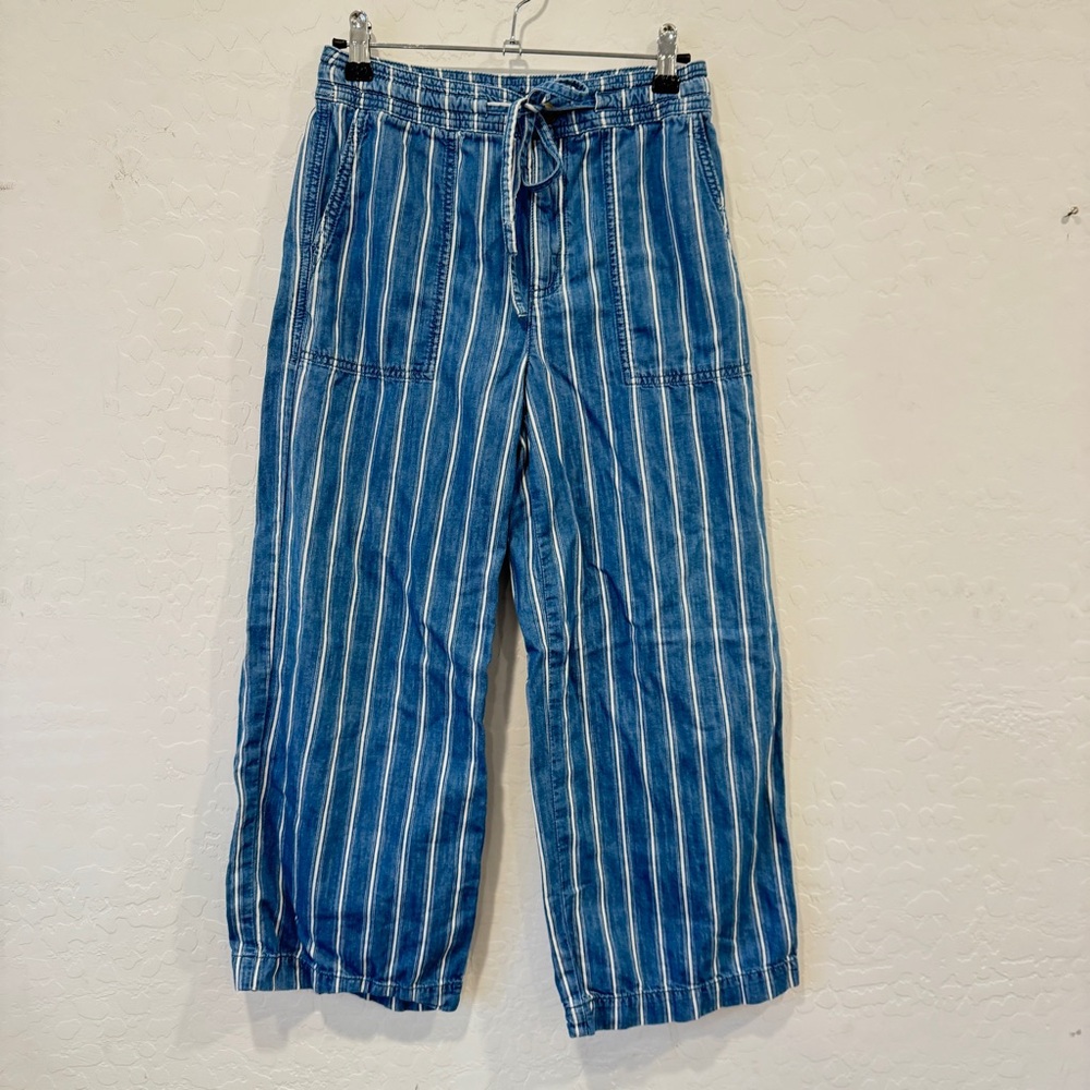 American Eagle Outfitters Blue Striped Wide Leg Pants Womens 00 Spring